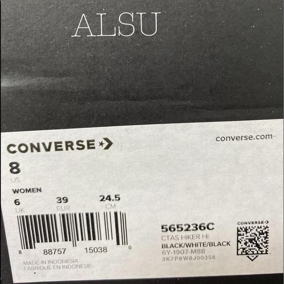 Converse Ctas Hiker High Suede Black Women's Size 7.5 AUTHENTIC 565236C - Picture 7 of 8